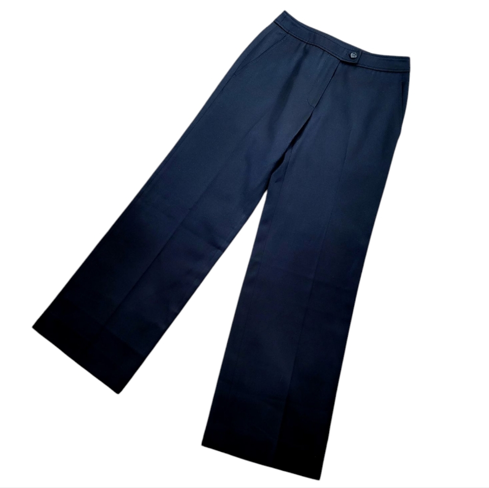 BURBERRY London Black Wool Wide Leg Trousers Pants US 4